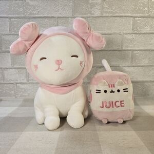 MINISO Kitten & Pusheen Juice Box Cat KAWAII ANIME Plush Stuffed Pink White